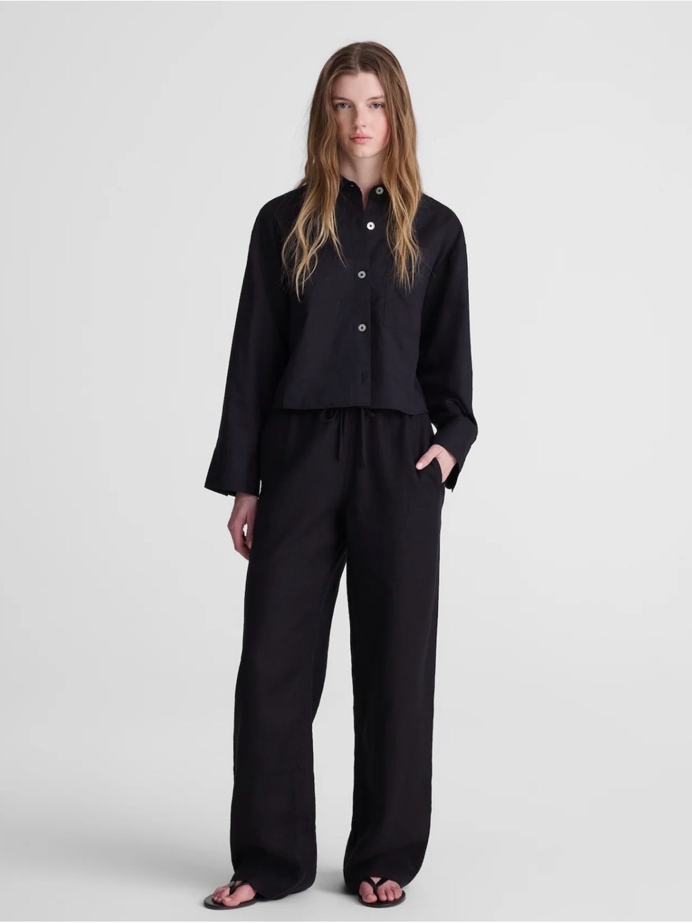 Madewell Straight-Hem Shirt Linen Cotton Blend Black XXS Oversized NWT 2026 - Picture 3 of 11